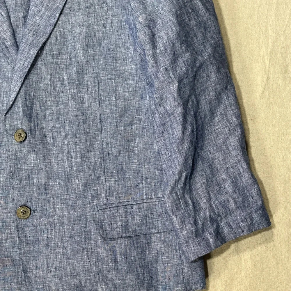 Linen Blazer Blue Tasso Elba Mens Blue Sport Coat Summer Wedding Sz Large